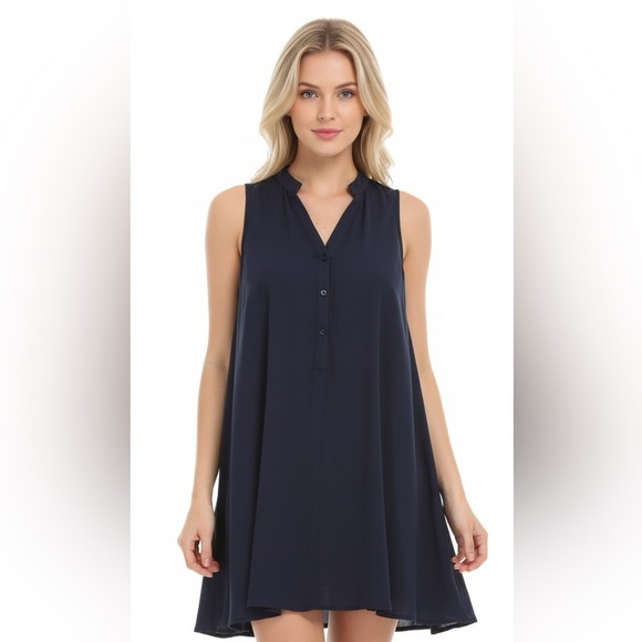 UMGEE size small oversized navy blue button down shift dress - Picture 1 of 7